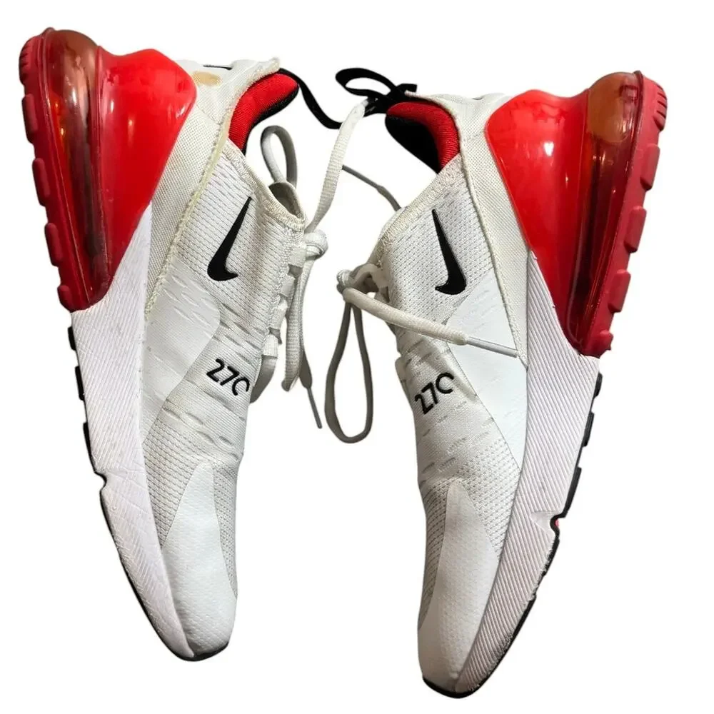 Nike Air Max 270 Sneakers Athletic Shoes Men's 8 White Red Black Mesh Running